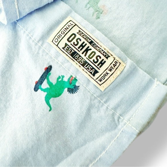OshKosh B’gosh | Skateboarding Dinosaur Boys Button Down Shirt (5T) - Picture 4 of 6